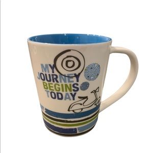 Vintage Starbucks Coffee Tea Mug My Journey Begins Today White Blue Y2K